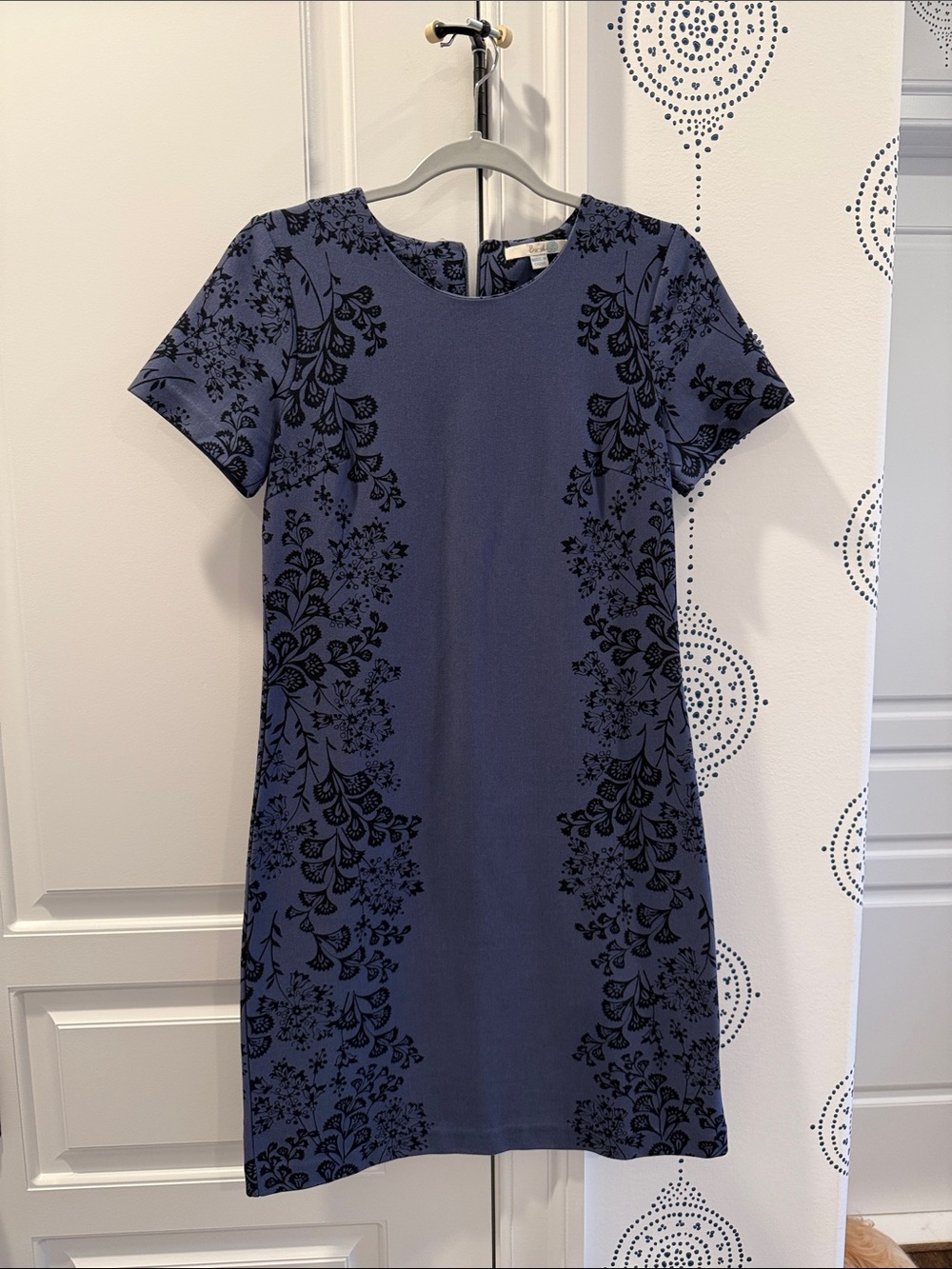 Boden Navy Blue Mini Dress with Black Floral Print